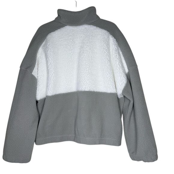Columbia Lodge Sherpa Jacket Gray, White, & Beige Color-block Fleece Size XXL - Picture 6 of 12